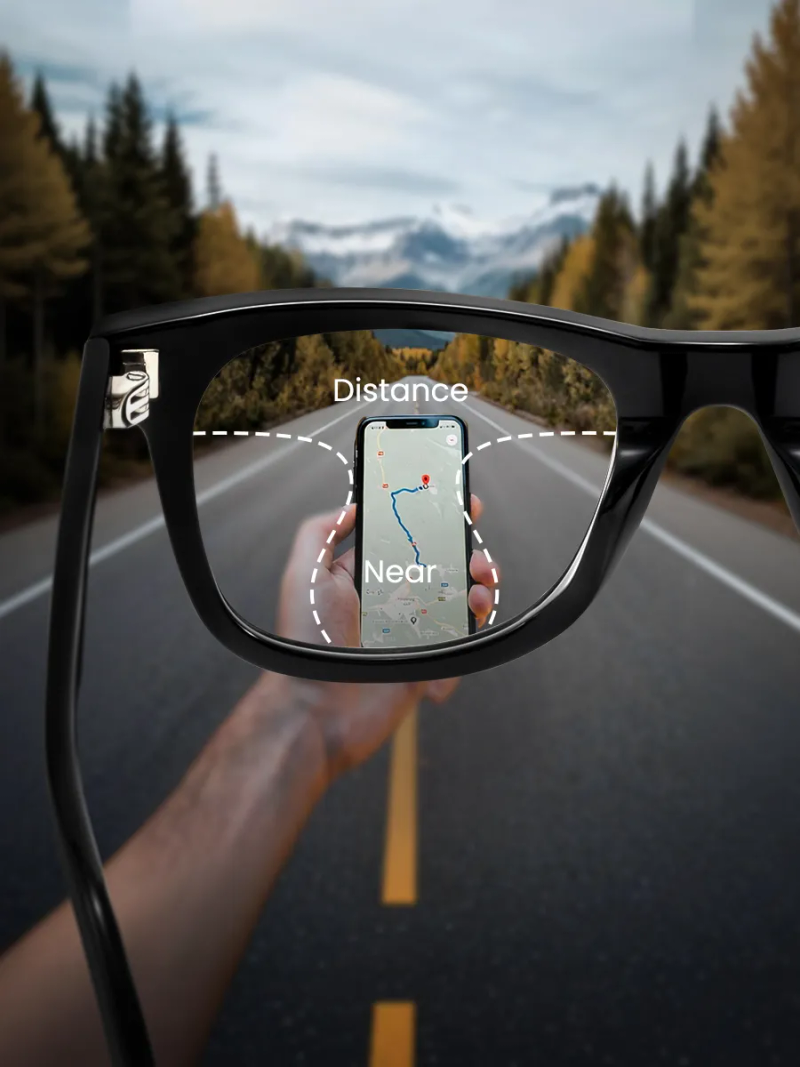 Retro glasses with progressive lenses