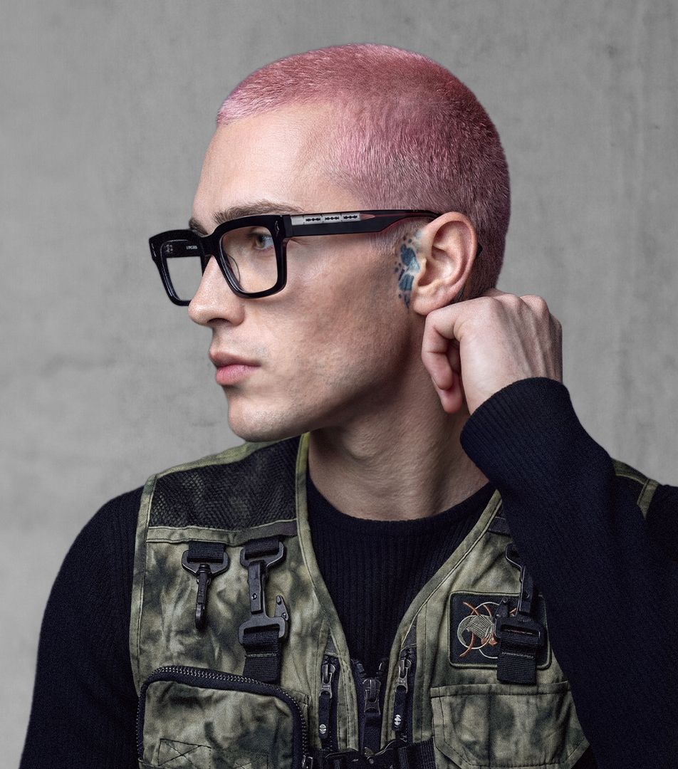 Man wearing black-framed glasses