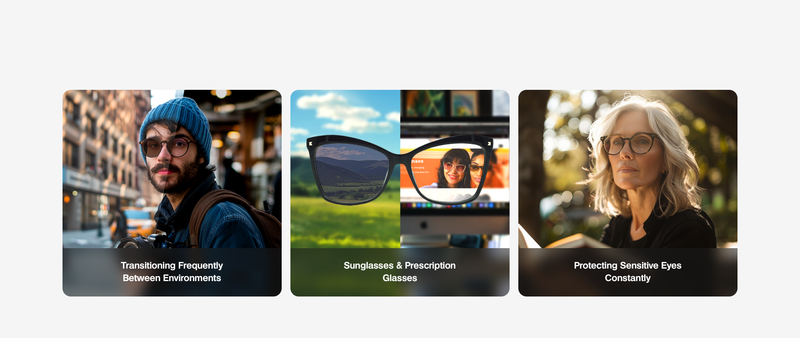 Photochromic Lenses Perfect for Your Needs. Adapt seamlessly to your dynamic needs with versatile photochromic lenses