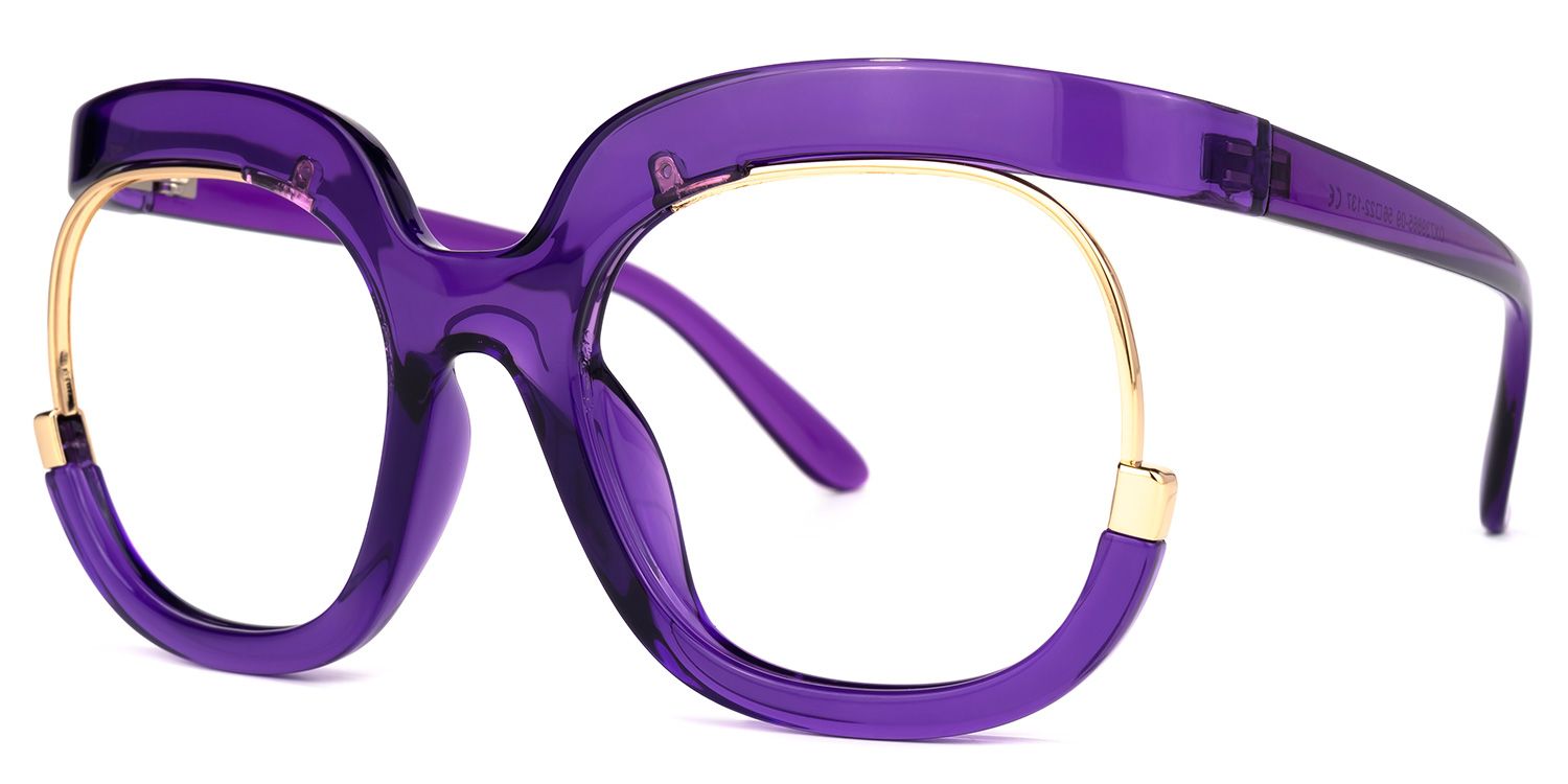 Fredia - Square Purple Eyeglasses | Vooglam Front View