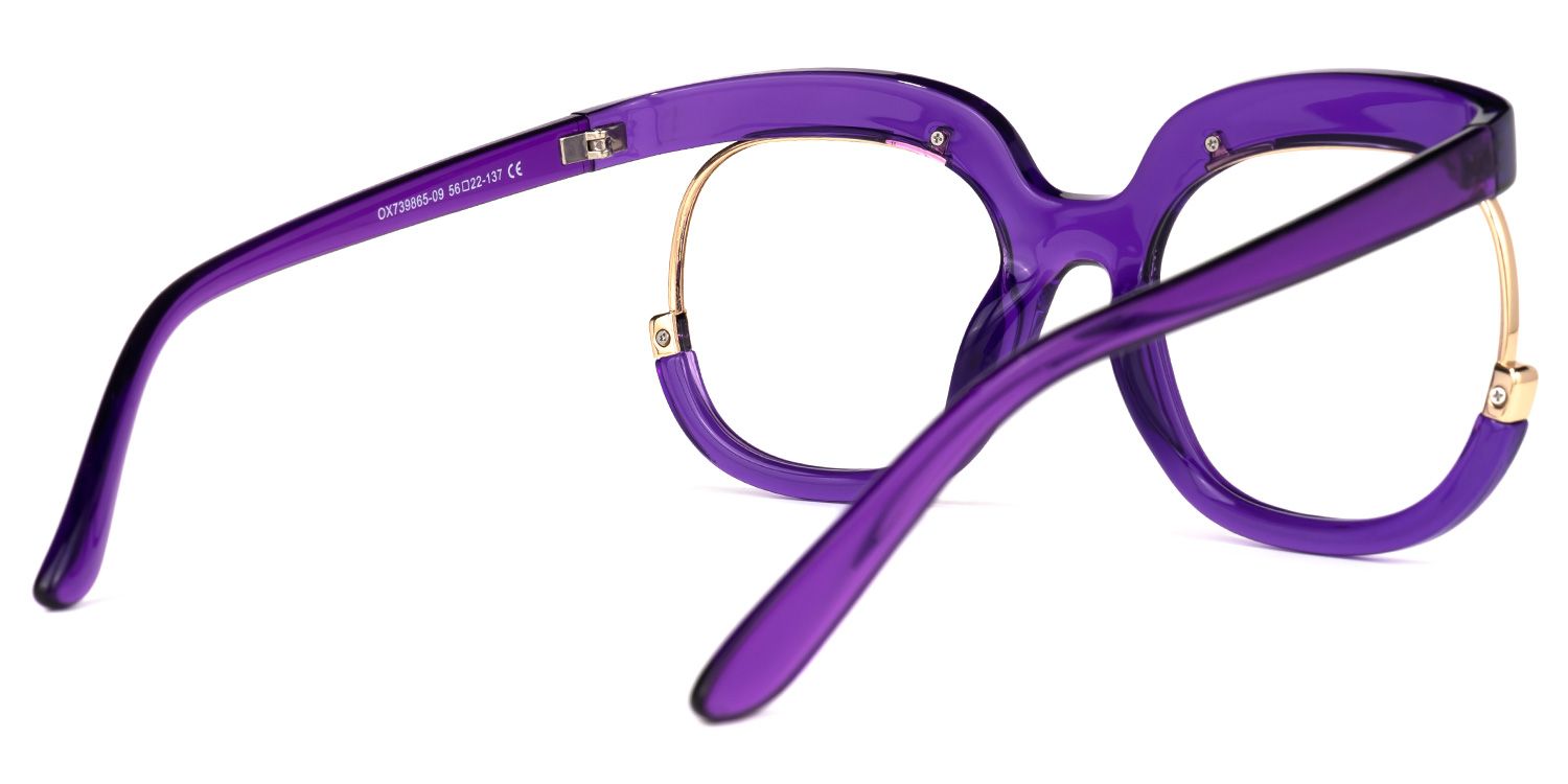 Fredia - Square Purple Eyeglasses | Vooglam Side View