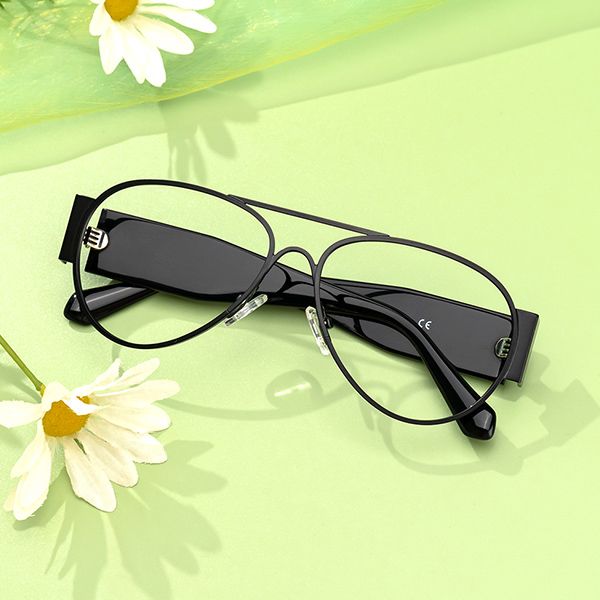 Novoa - Aviator Black Eyeglasses - 5