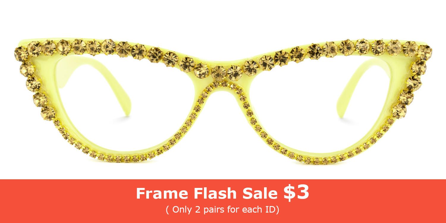 Cute Yellow Cat Eye Glasses- 6