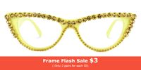 Cathleen - Glitter Yellow Cat Eye Glasses - 6