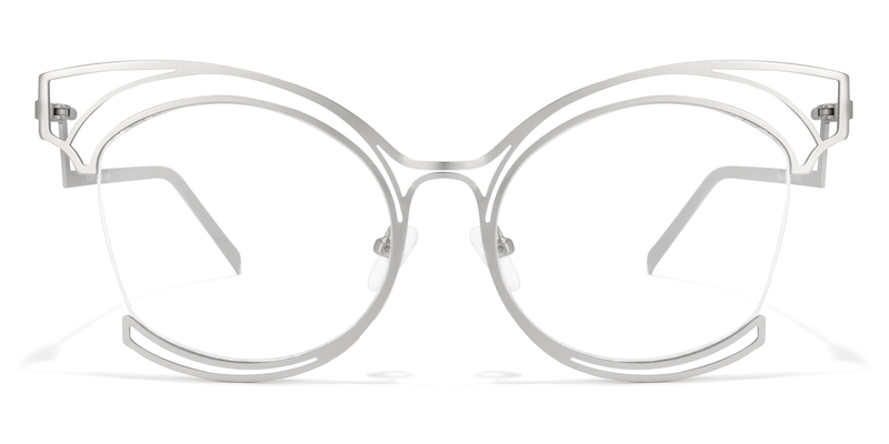 Maggie - Cat Eye Silver Eyeglasses