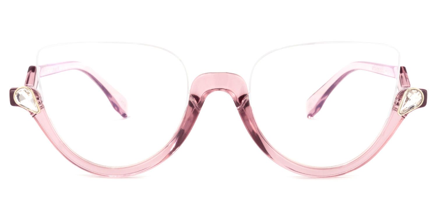 Sylvia - Cat Eye Pink Eyeglasses | Vooglam Angle View