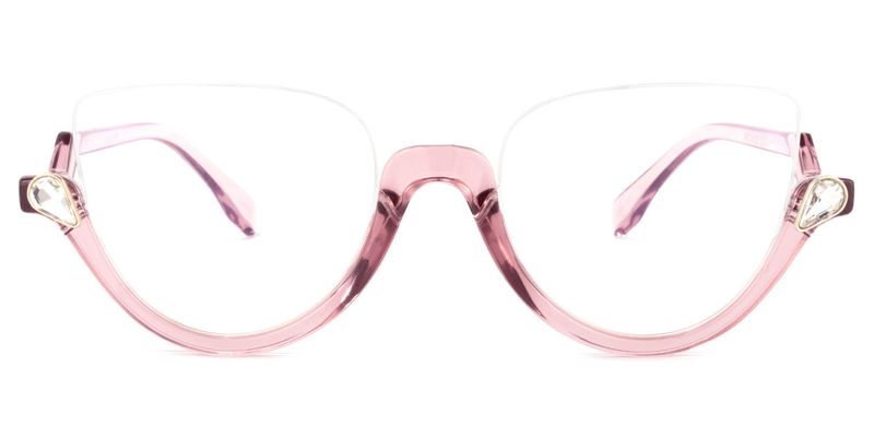 Sylvia - Cat Eye Pink Eyeglasses (Z-Shaped Arms)