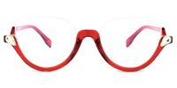 Sylvia - Cat Eye Red Eyeglasses (Z-Shaped Arms)