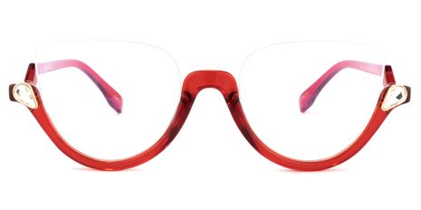 Sylvia - Cat Eye Red Eyeglasses (Z-Shaped Arms)