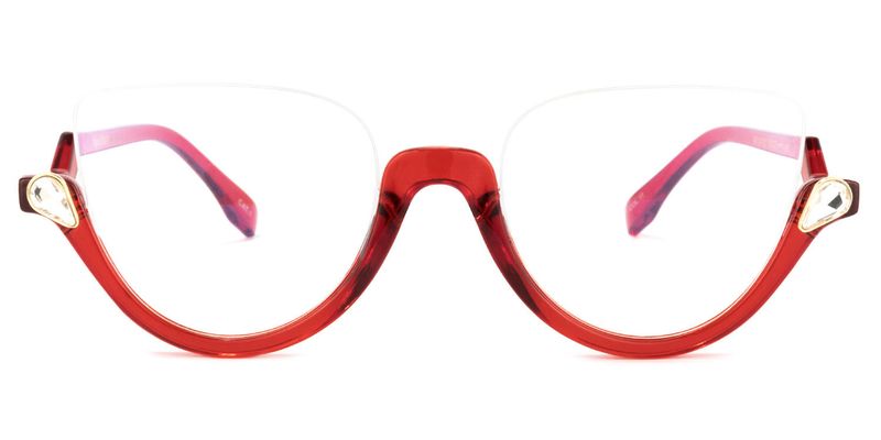 Sylvia - Cat Eye Red Eyeglasses (Z-Shaped Arms)