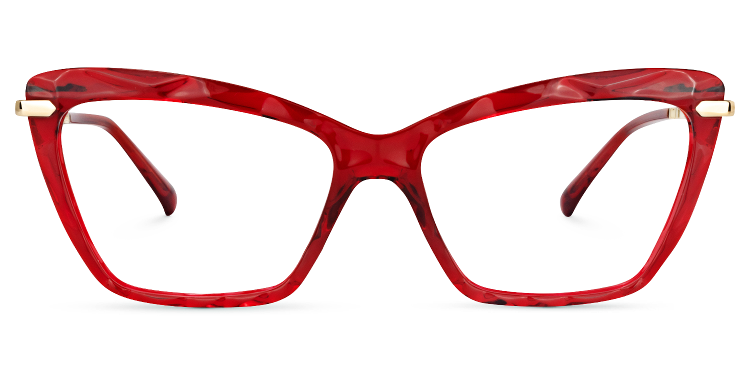 Annie - Rectangle Red Eyeglasses | Vooglam Angle View