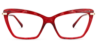 Annie - Rectangle Red Eyeglasses | Vooglam Angle View