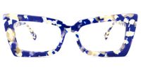 Sarah - Rectangle Blue Floral Eyeglasses