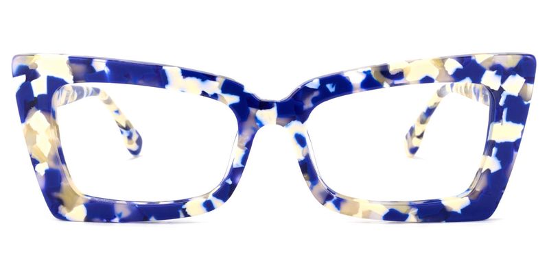 Sarah - Rectangle Blue Floral Eyeglasses