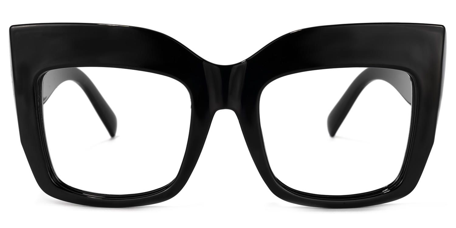 Cassandra - Square Black Eyeglasses | Vooglam Angle View