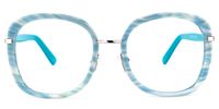Square Light/Blue Eyeglasses | Vooglam.com Angle View