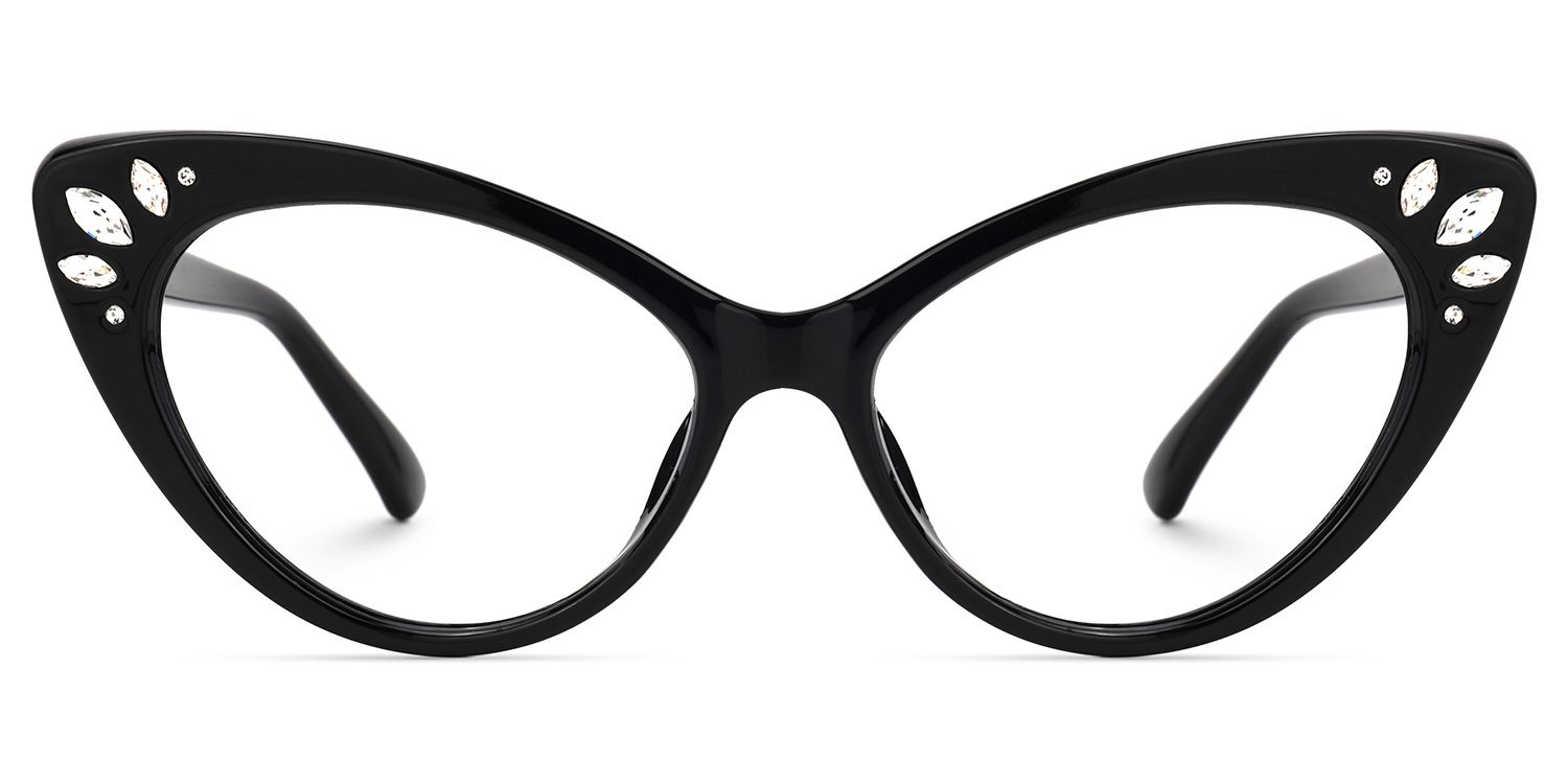 Emmie - Cat Eye Black Glasses | Vooglam Angle View