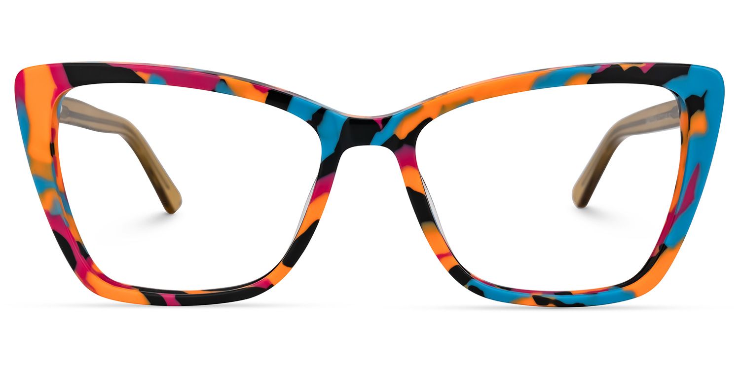 Sanchez - Rectangle Blue/Orange Eyeglasses | Vooglam Angle View