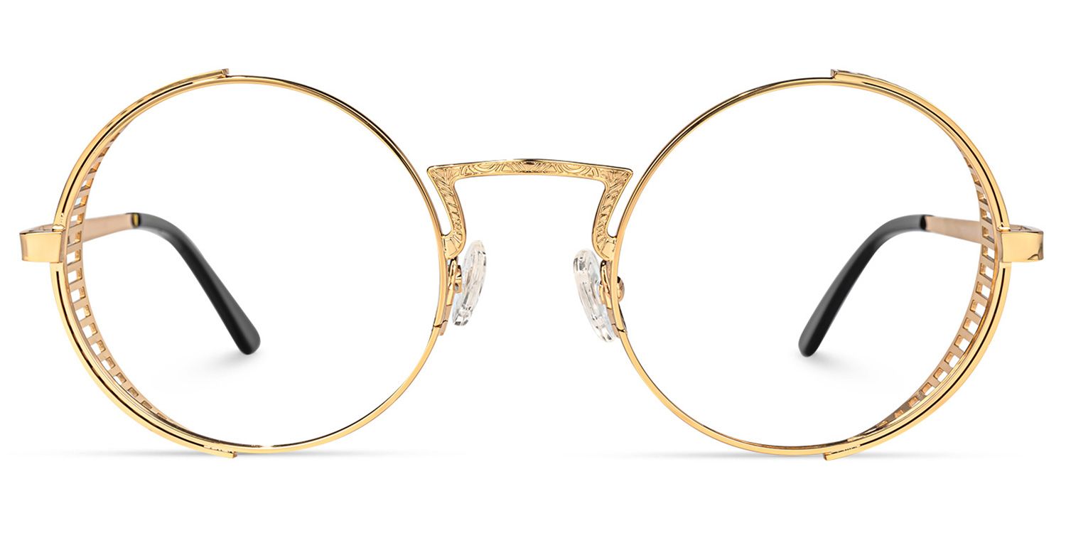 Rojas - Round Gold Eyeglasses | Vooglam Angle View