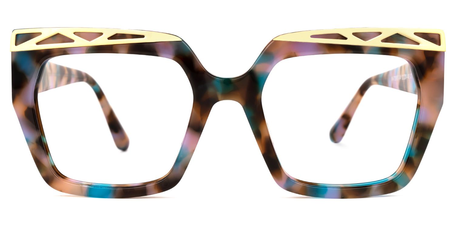 Fabianne - Square Floral Eyeglasses | Vooglam Angle View
