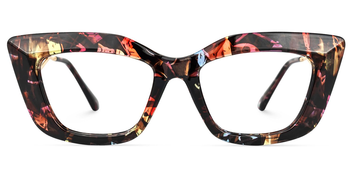 Walburga - Rectangle Floral Eyeglasses | Vooglam Angle View