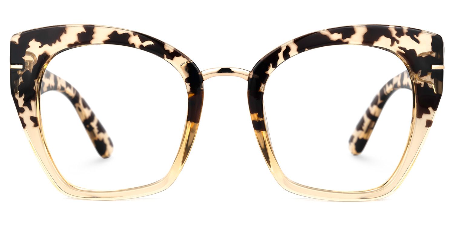 Paulina - Square Light Tortoise Eyeglasses │ Vooglam Angle View