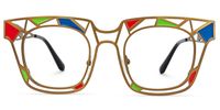 Mondrian - Square Gold Eyeglasses | Vooglam Angle View
