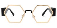 Lizzy - Geometric Gold Eyeglasses | Vooglam Angle View