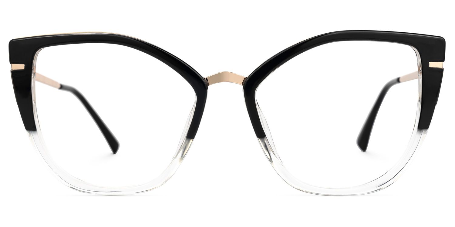 Abena - Cat Eye Black/Crystal Two-tone Eyeglasses by Vooglam Product Details 1