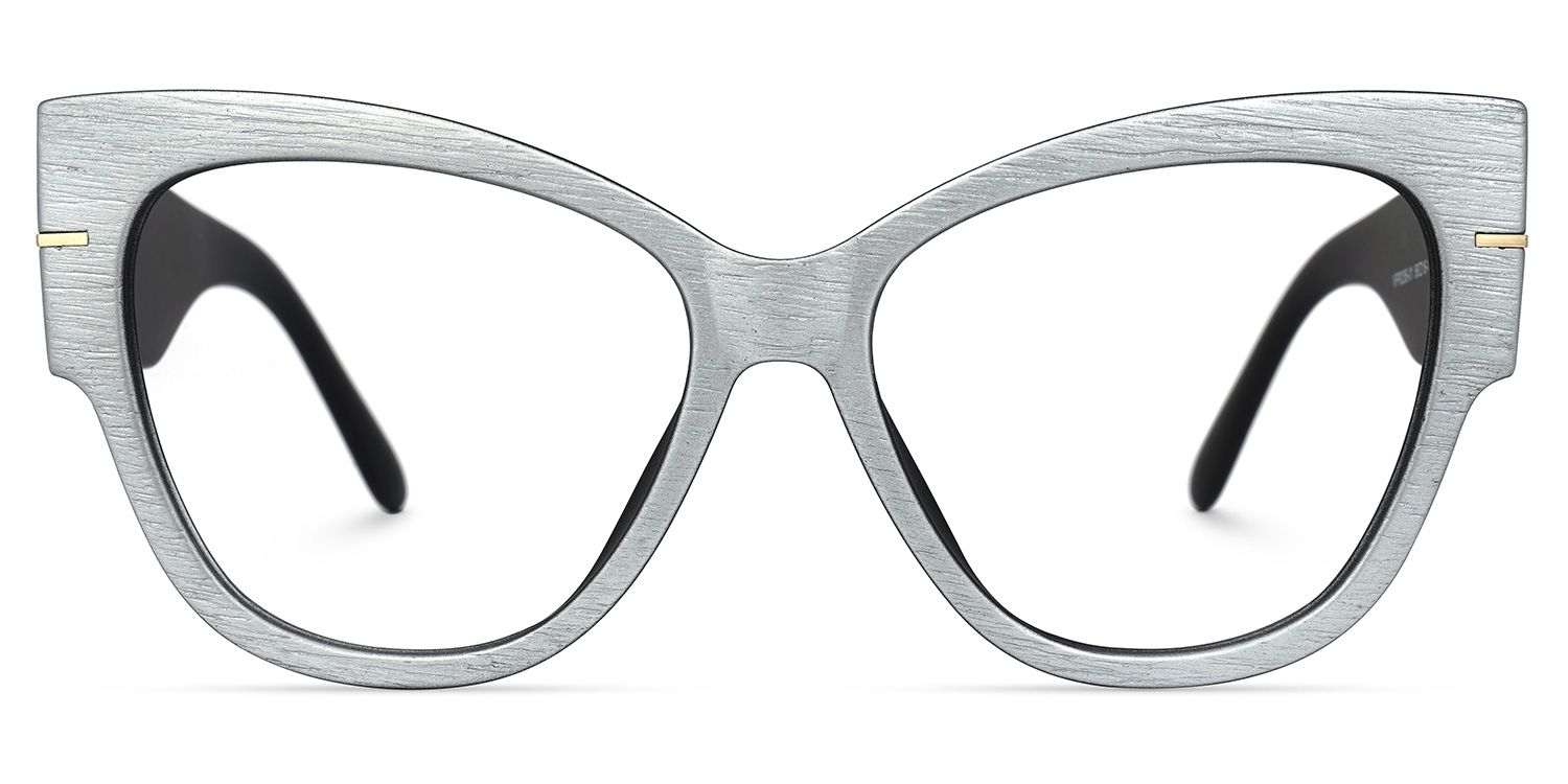 Elektra - Cat Eye Gray Eyeglasses | Vooglam Front View
