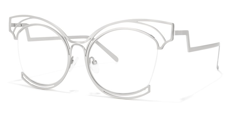 Maggie - Cat Eye Silver Eyeglasses - 2