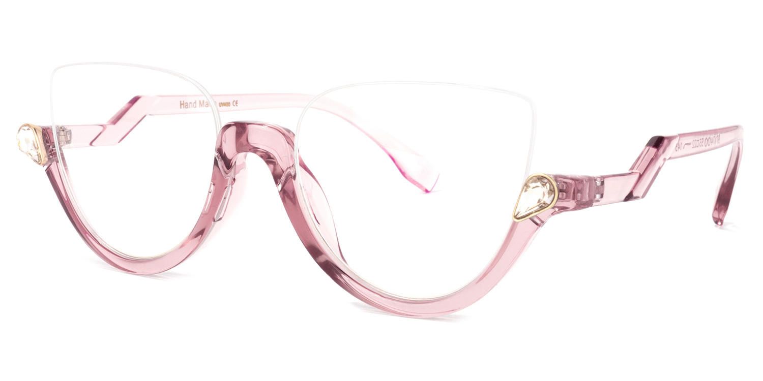 Sylvia - Cat Eye Pink Eyeglasses | Vooglam Front View