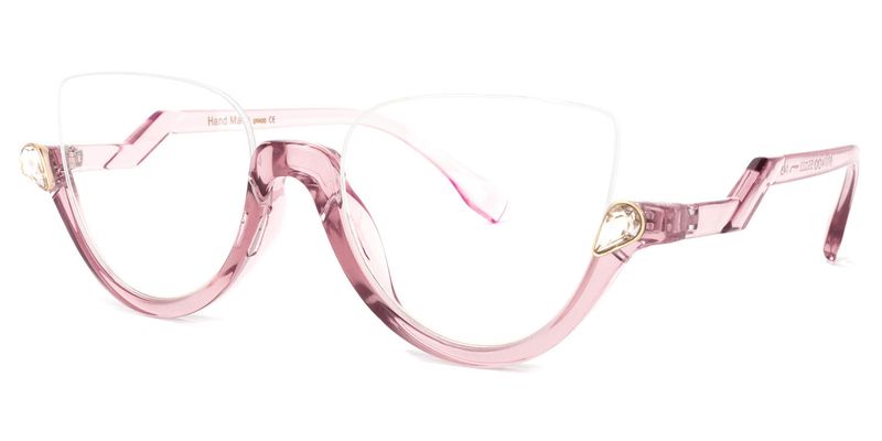 Sylvia - Cat Eye Pink Eyeglasses (Z-Shaped Arms)
