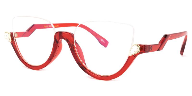 Sylvia - Cat Eye Red Eyeglasses (Z-Shaped Arms)