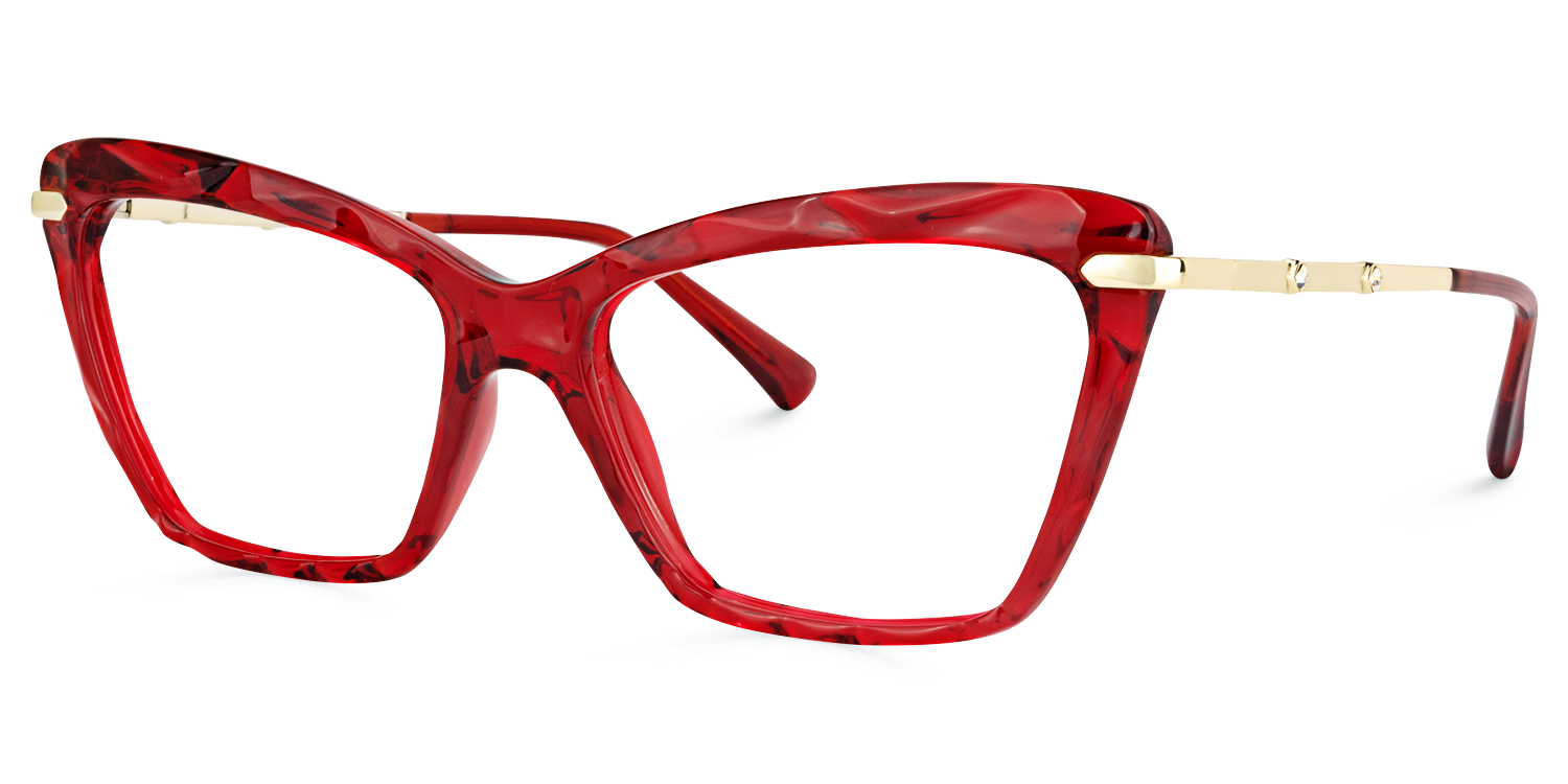 Annie - Rectangle Red Eyeglasses - 2