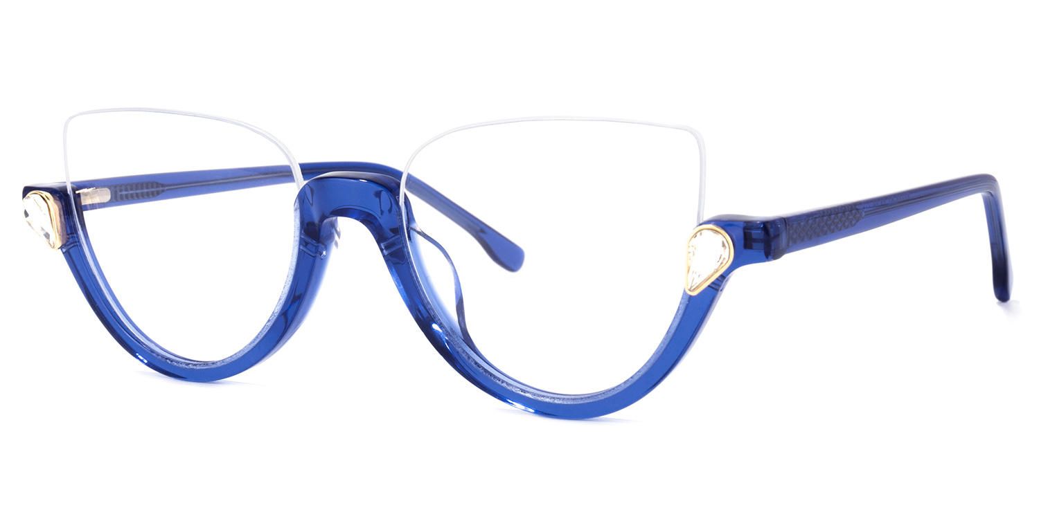 Sylvia - Cat Eye Blue Eyeglasses | Vooglam Front View