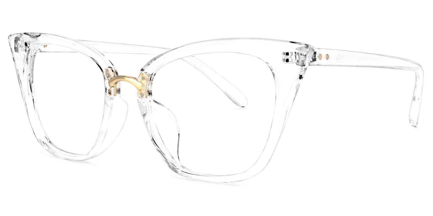 Tacita - Cat Eye Crystal Clear Eyeglasses | Vooglam Front View