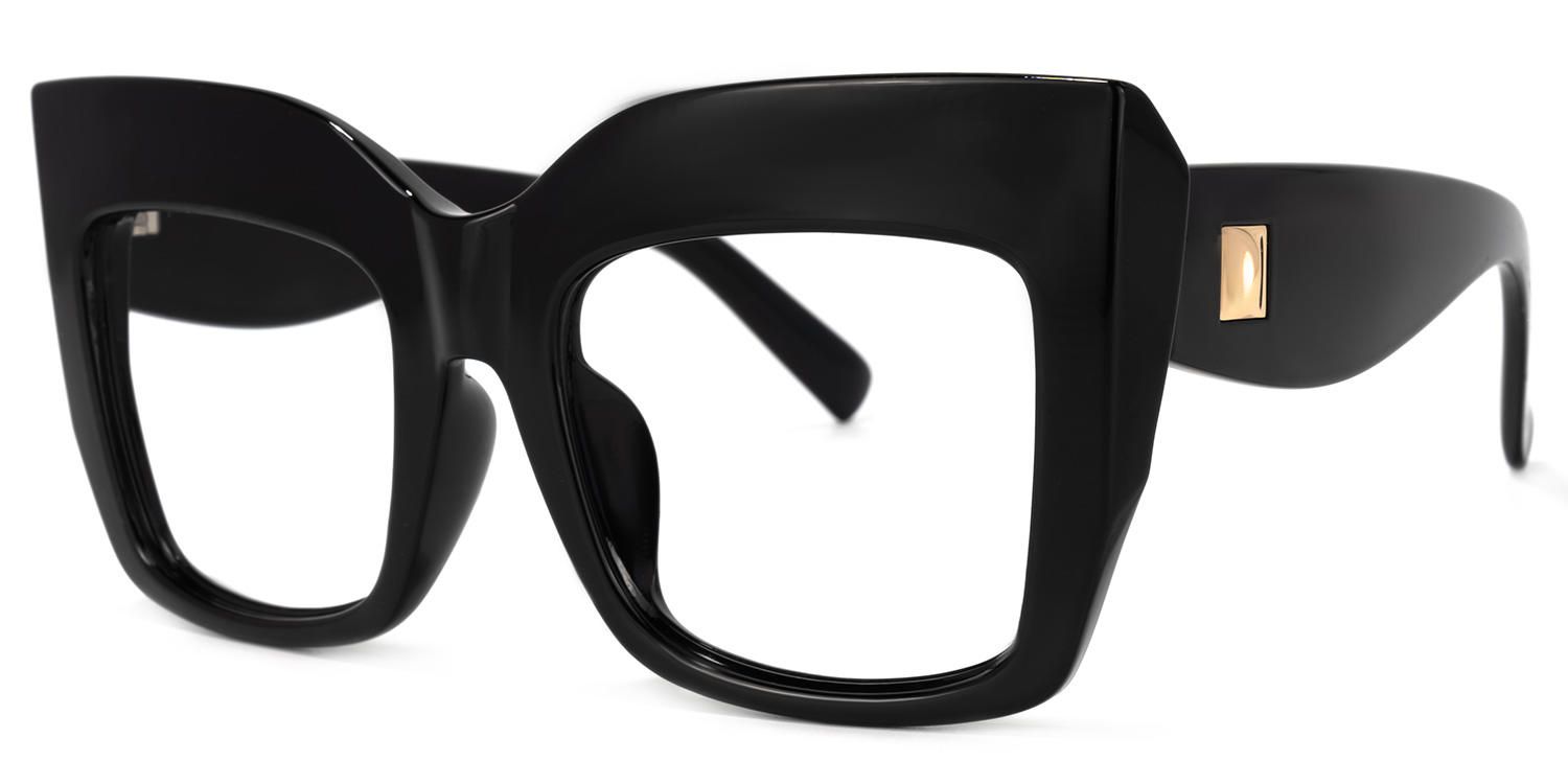 Cassandra - Square Black Eyeglasses | Vooglam Front View