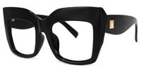 Cassandra - Square Black Eyeglasses | Vooglam Front View