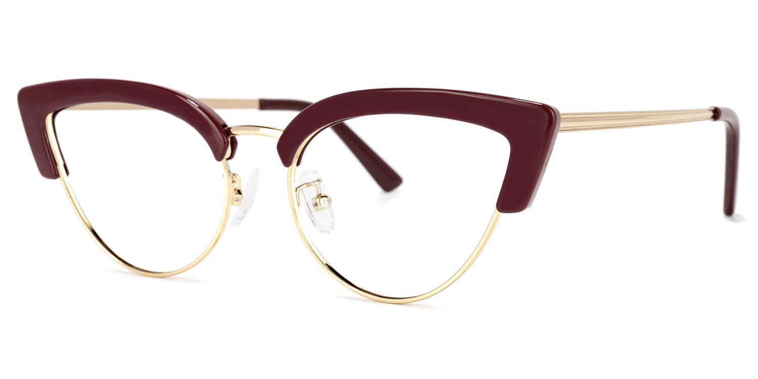 Charming Cat Eye Wine/Red Eyeglasses│Vooglam Optical Glasses Front View