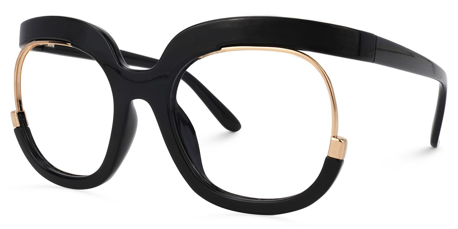 Fredia - Square Black Eyeglasses | Vooglam Front View