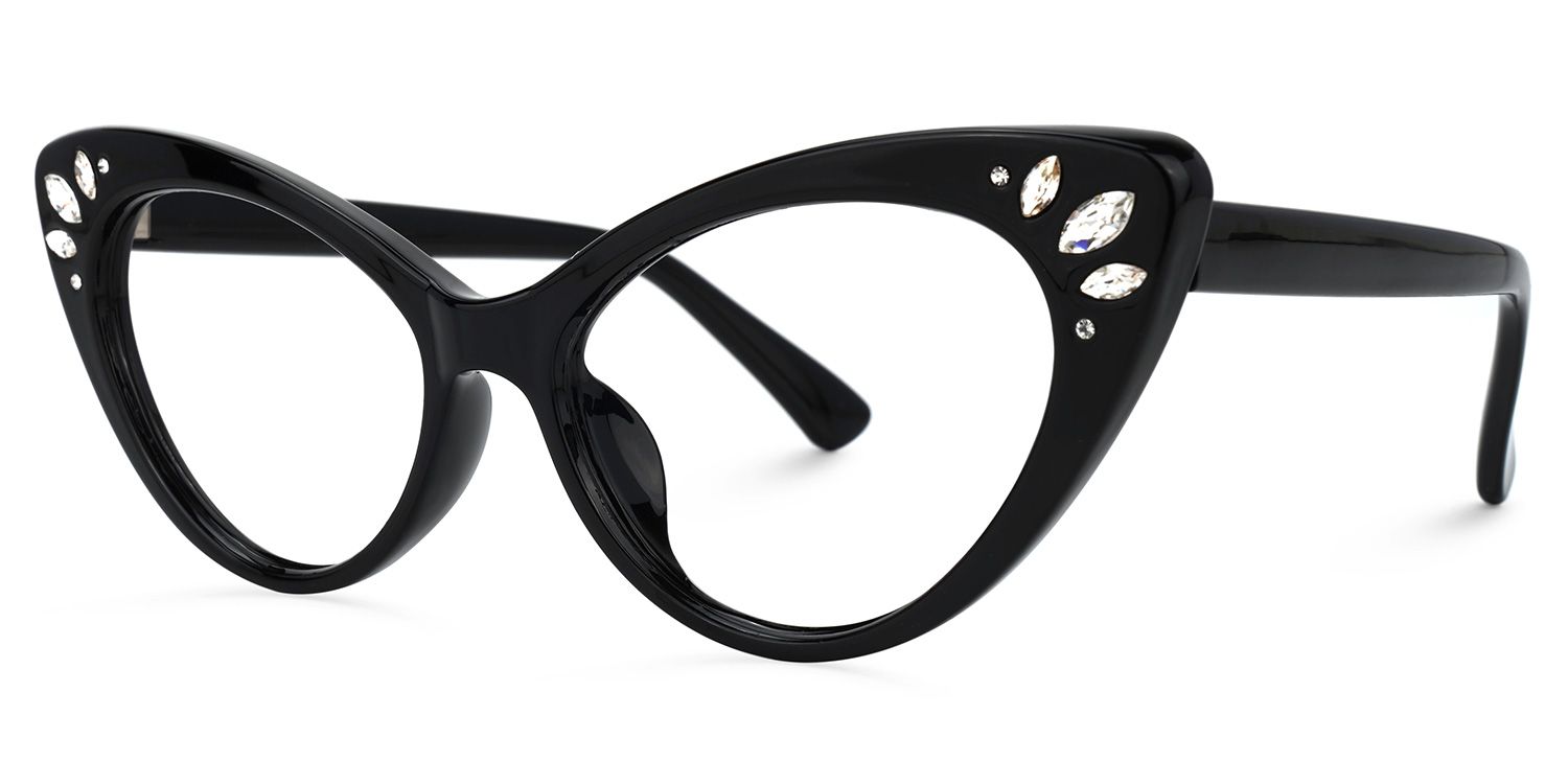 Emmie - Cat Eye Black Glasses | Vooglam Front View