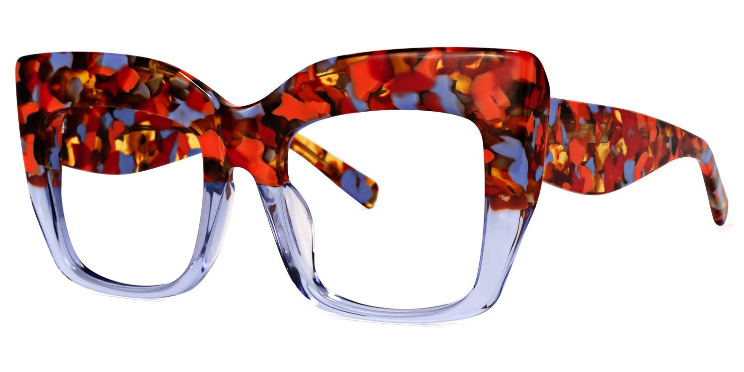 Rosaura - Square Purple Floral Eyeglasses - 2