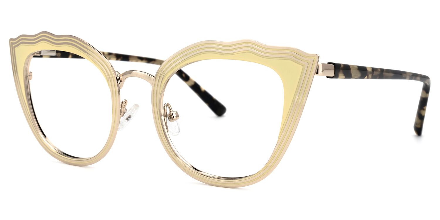 Beasley - Cat Eye Yellow Eyeglasses | Vooglam Front View