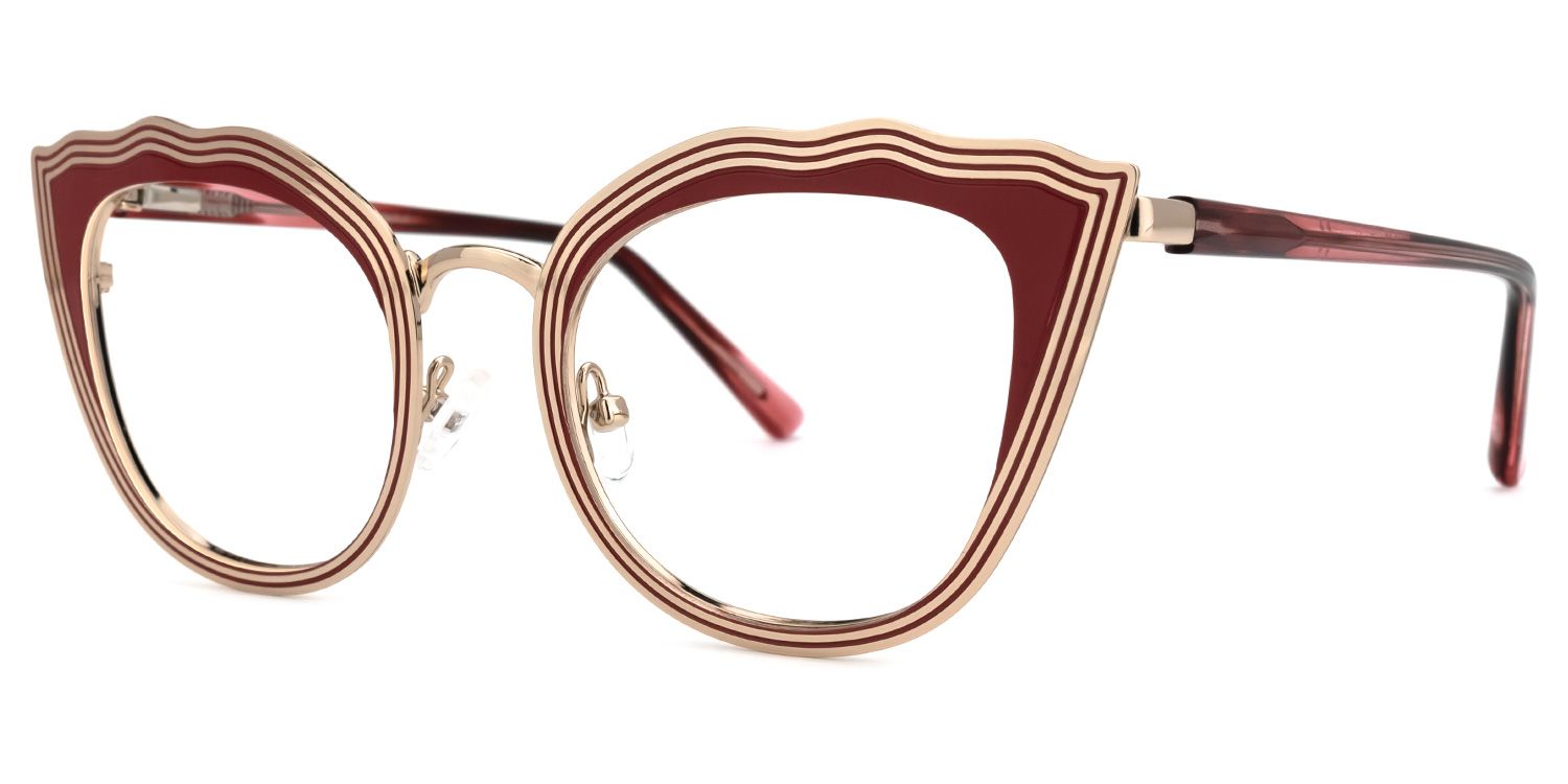 Cat Eye Red Eyeglasses | Vooglam.com Front View