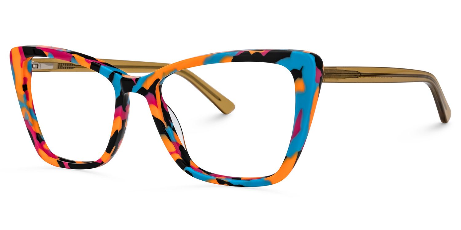 Sanchez - Rectangle Blue/Orange Eyeglasses | Vooglam Front View