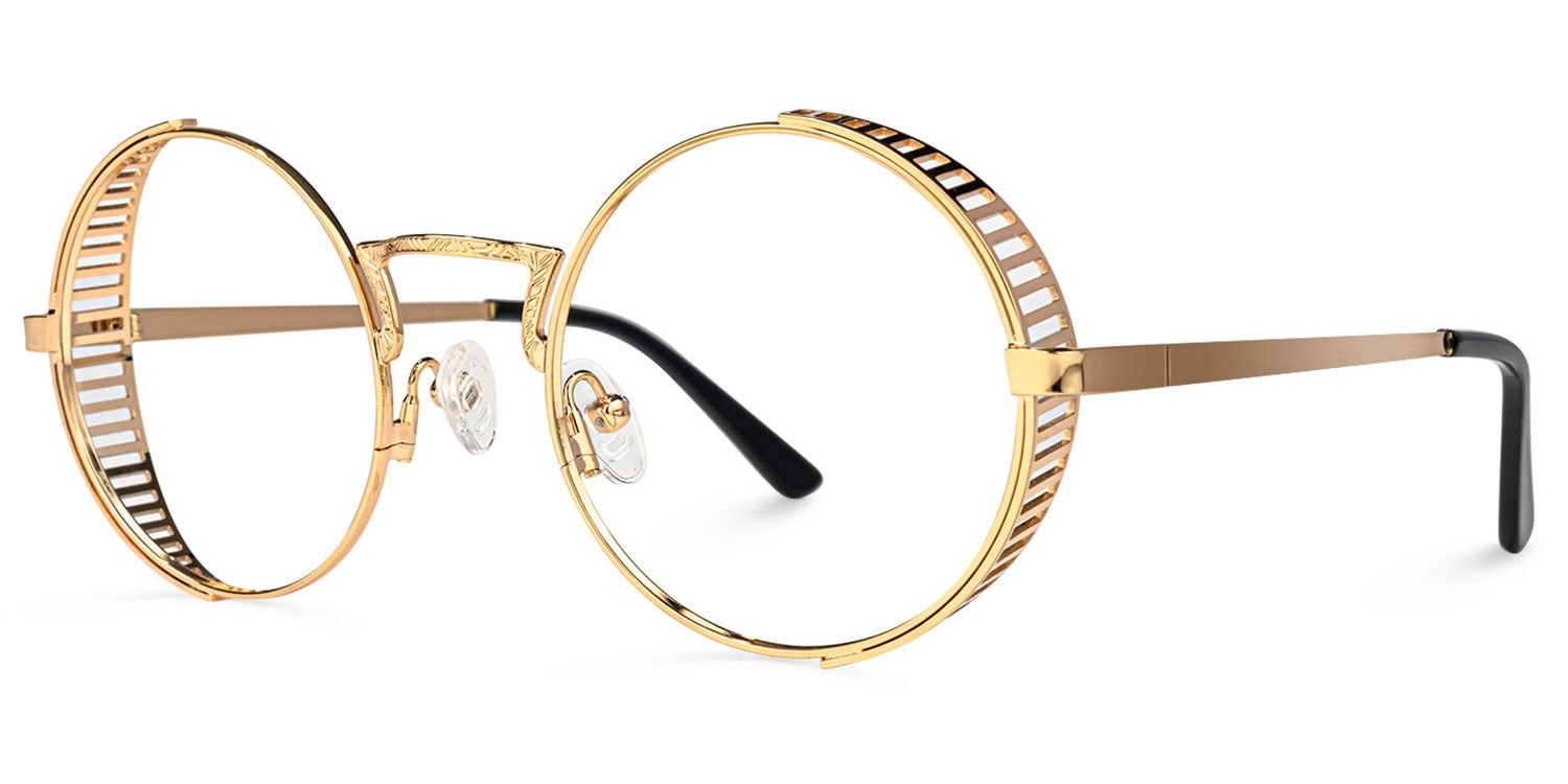 Rojas - Round Gold Eyeglasses | Vooglam Front View