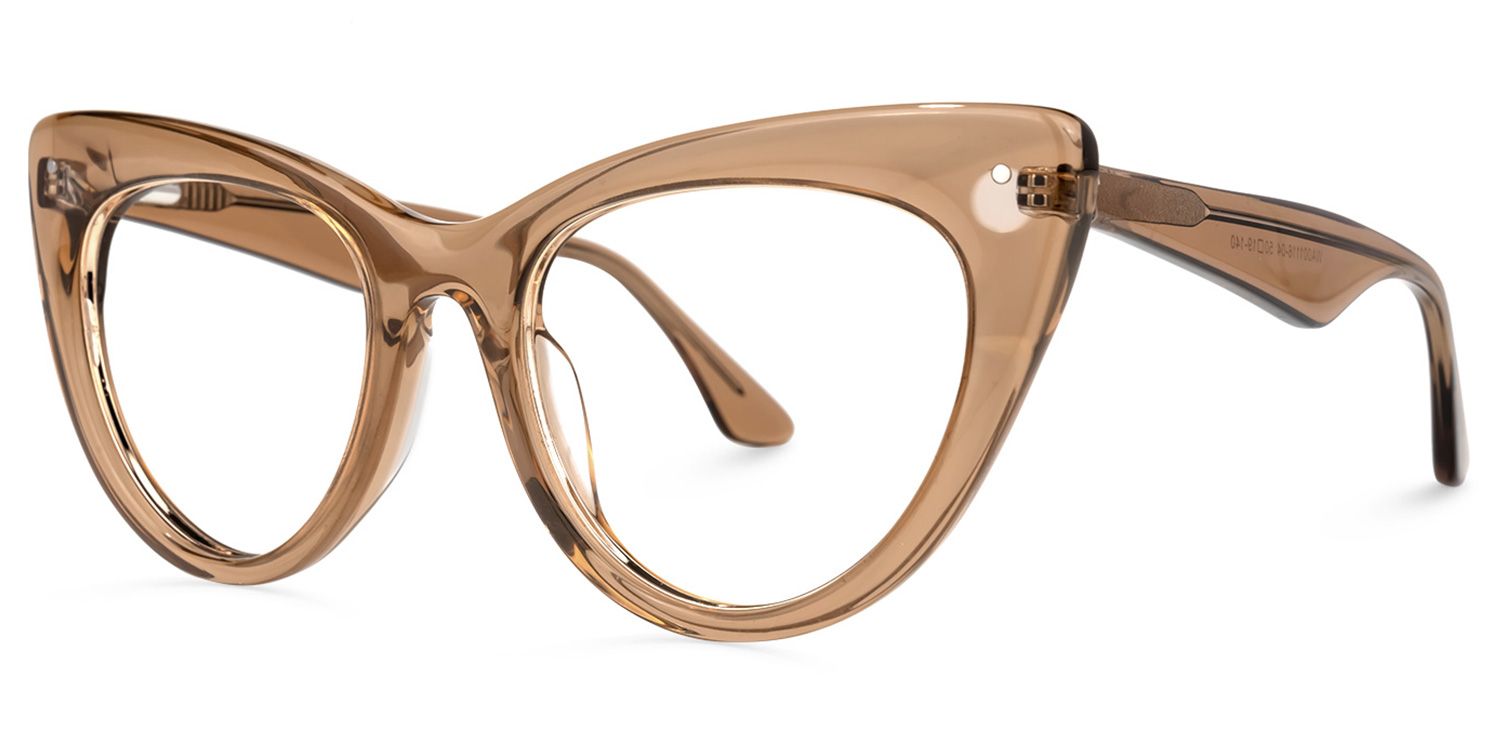 Akua - Cat Eye Brown Eyeglasses | Vooglam Front View