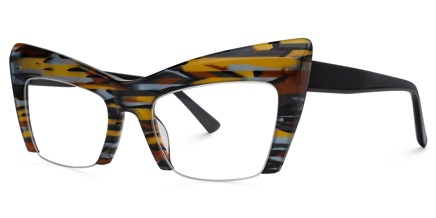 Garza - Cat Eye Pattern Eyeglasses | Vooglam Front View
