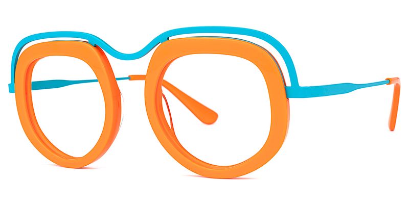 Gallegos - Geometric Orange Eyeglasses
